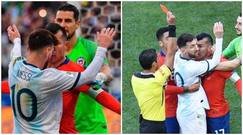 Medel, testa in faccia a Messi: espulsi entrambi