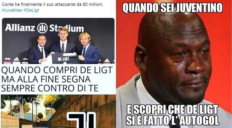 Juve-Inter, l'autogol di De Ligt scatena il web 