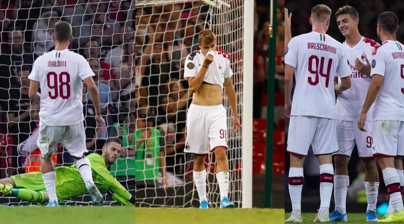 Milan-Manchester United, Maldini Jr sbaglia il rigore decisivo