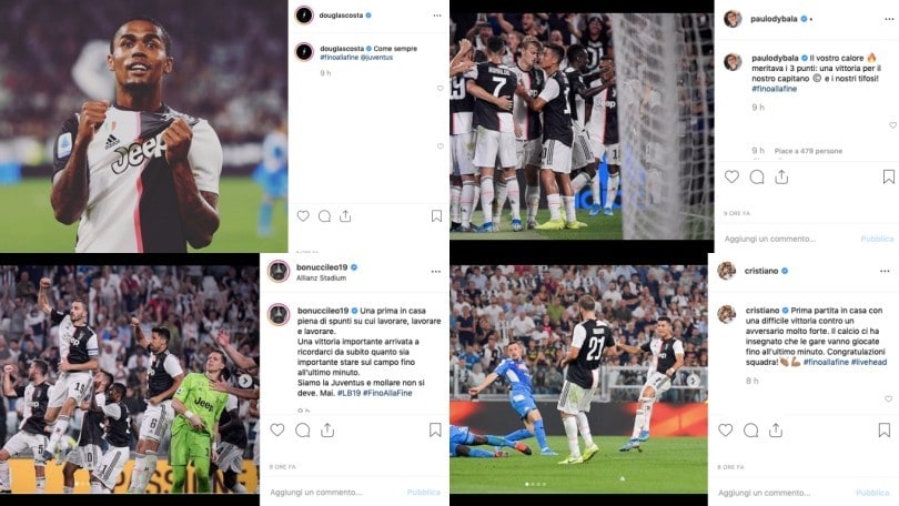 La festa dei calciatori bianconeri sui social dopo il successo sul Napoli