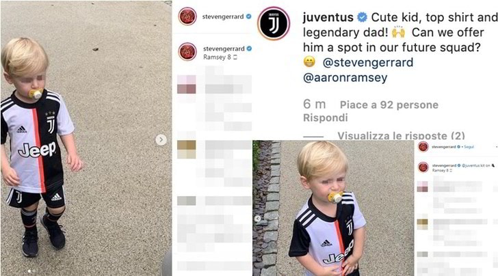 Gerrard, la foto del figlio con il kit della Juve Ã¨ giÃ  virale