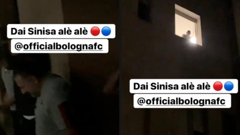 Il Bologna va a festeggiare in ospedale, Mihajlovic si affaccia alla finestra