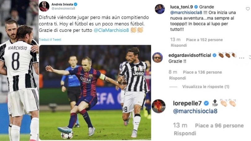 Da Iniesta a Davids, i campioni celebrano Marchisio