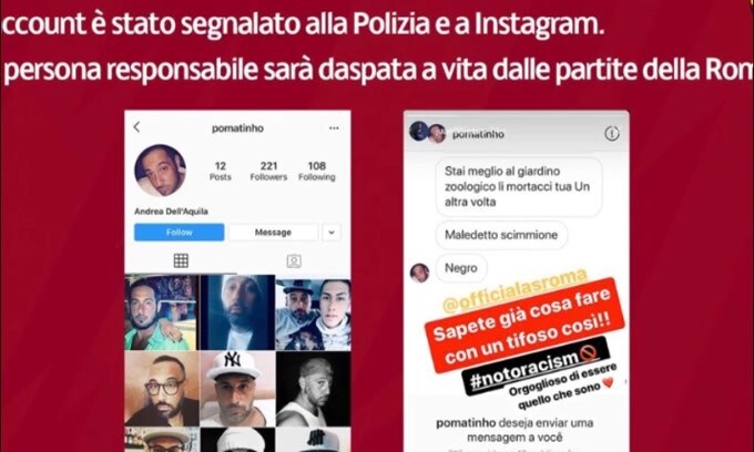 Roma, post razzisti verso Juan Jesus