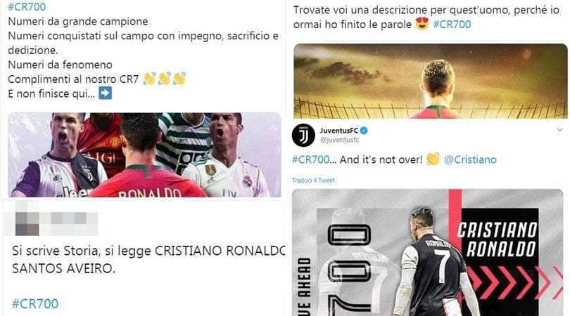 Ronaldo, 700 gol in carriera. I tifosi lo celebrano sul web