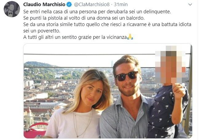 Marchisio dopo la rapina: "Chi punta la pistola contro una donna è un balordo"