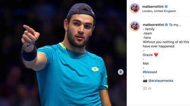 Berrettini ringrazia team e tifosi su Instagram: