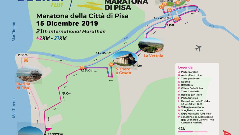 Un mese alla 21^ Cetilar Maratona di Pisa, scopri il percorso