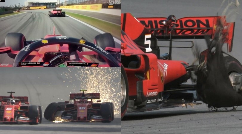 Clamoroso scontro Vettel-Lecler: le Ferrari si autoeliminano