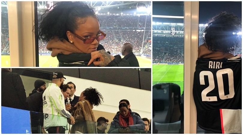 Juve, all'Allianz c'è una tifosa speciale: Elkann accoglie Rihanna