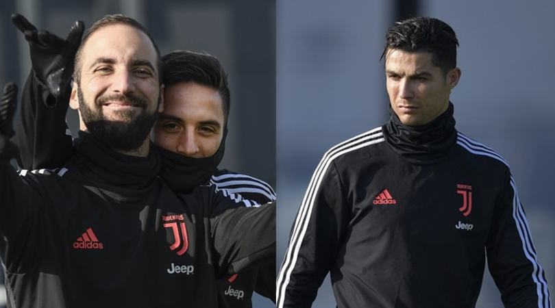 Juve, splende il sole alla Continassa: Higuain sorride, Ronaldo concentrato