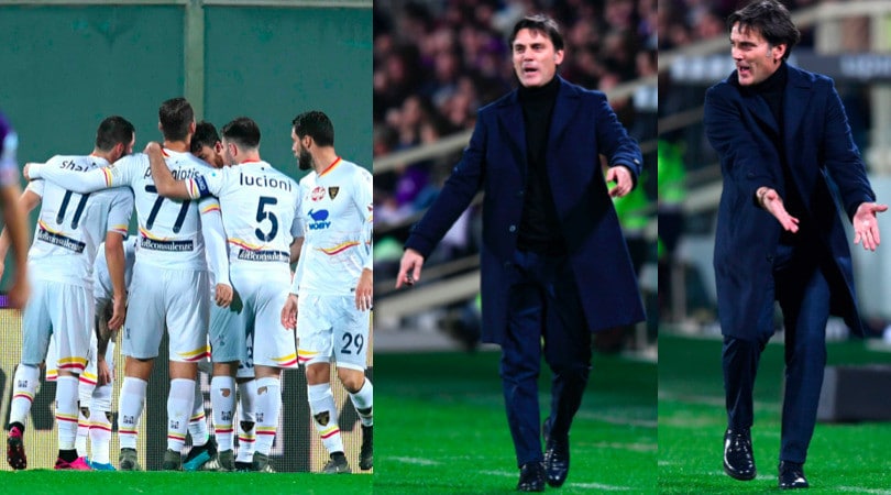 Fiorentina ko con il Lecce, Montella scatenato in panchina
