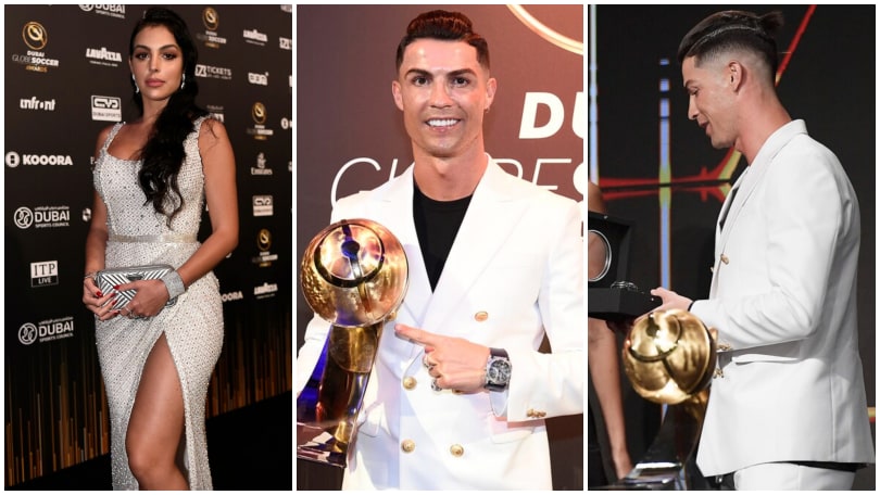 Ronaldo con il codino! Il look bianconero ai Globe Soccer Awards