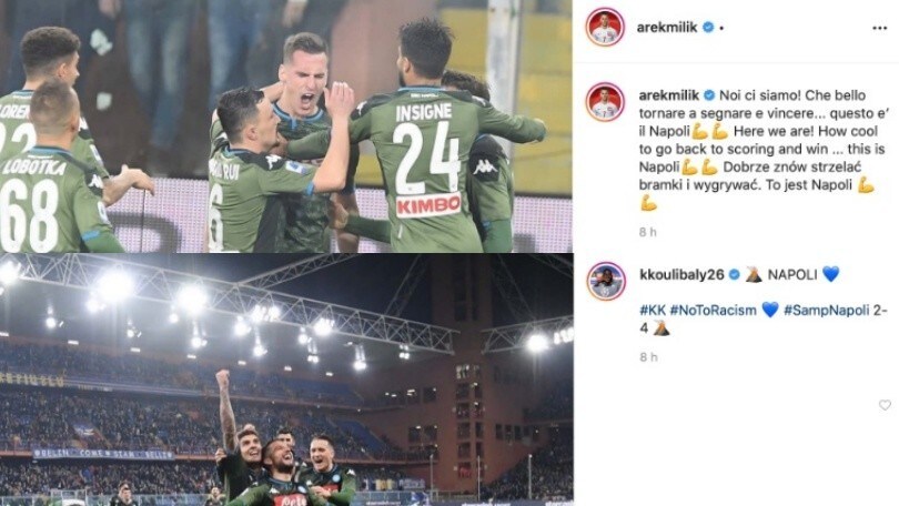 Da Koulibaly a Politano: il Napoli fa festa anche sui social dopo il 4-2 alla Sampdoria