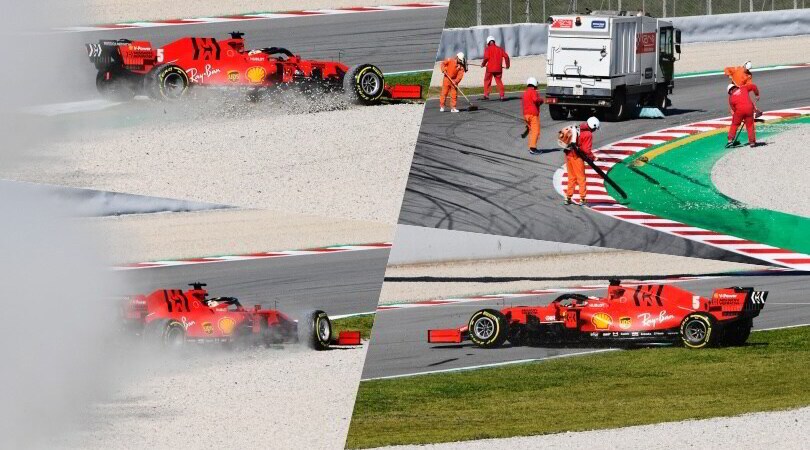 Vettel, testacoda con la Ferrari SF1000 nei test di Barcellona