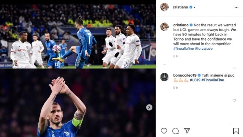 Lione-Juve, da Bonucci a Cristiano Ronaldo: la reazione dei bianconeri dopo il ko in Francia