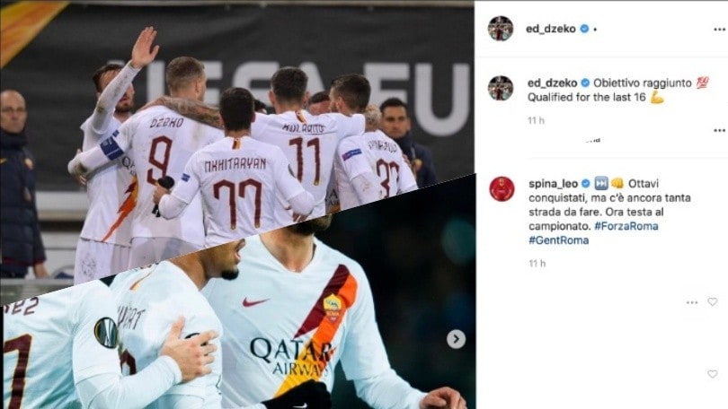 Da Dzeko a Spinazzola, la Roma fa festa per l'accesso agli ottavi di Europa League