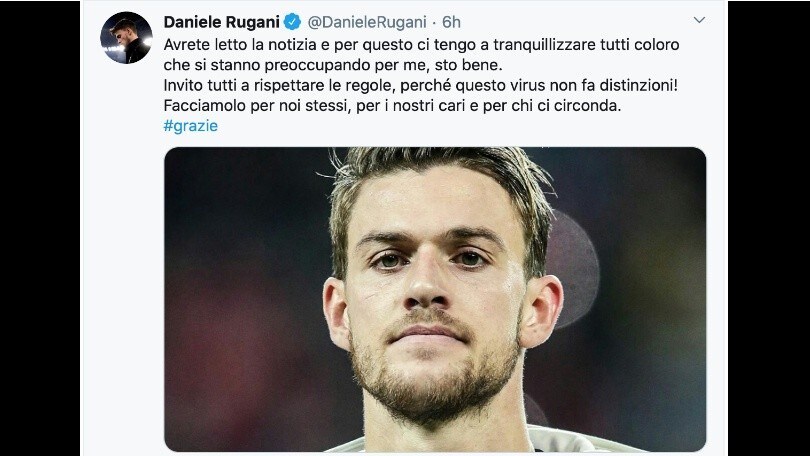 Coronavirus, parla Rugani: "Sto bene. Rispettiamo le regole"