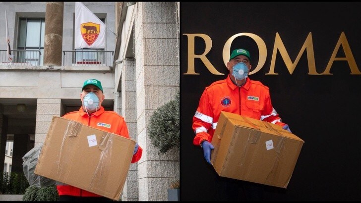 Coronavirus, la Roma consegna 13mila mascherine agli ospedali