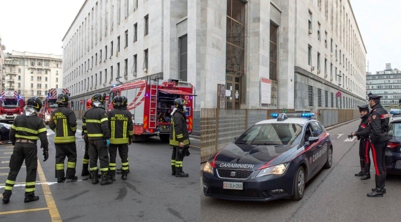 Incendio al Palazzo di Giustizia a Milano, l'intervento dei vigili del fuoco