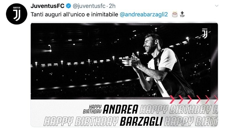 Barzagli compie 39 anni, gli auguri della Juve: "Unico e inimitabile"