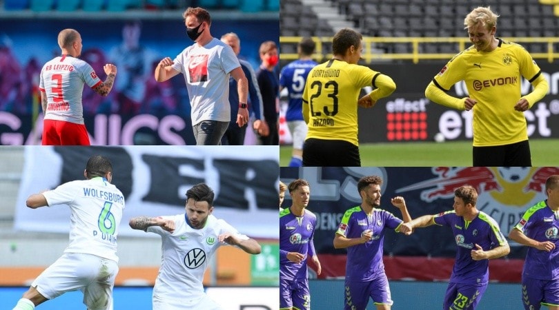 La Bundesliga senza abbracci: si esulta con i gomiti e i pugni