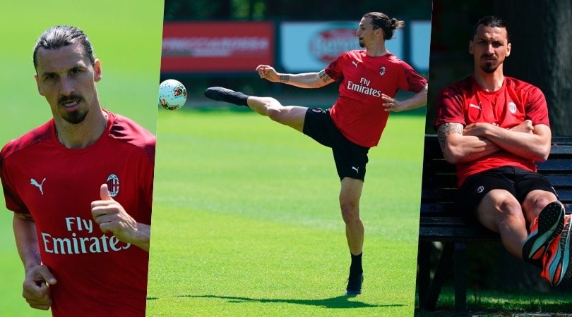Milan, l'allenamento di Ibrahimovic: dai colpi di karate al relax in panchina