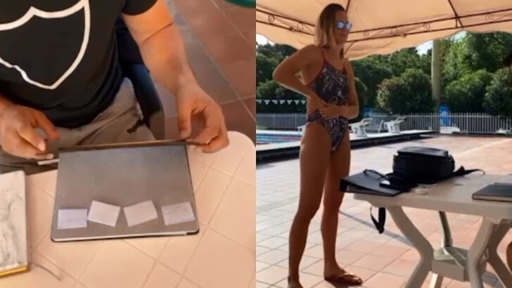 Federica Pellegrini si cimenta con un allenamento particolare