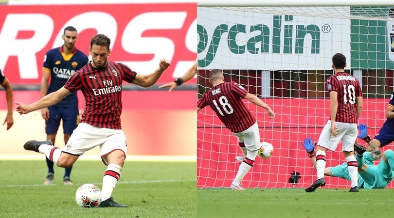 Rebic non si ferma più, poi Calhanoglu: Milan show con la Roma