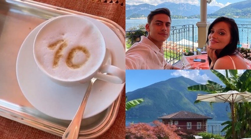 Dybala, relax sul lago di Como con Oriana e il cappuccino... personalizzato!