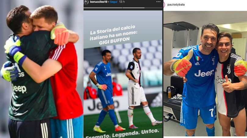 Buffon da record, da Dybala a Bonucci: quanti omaggi sui social