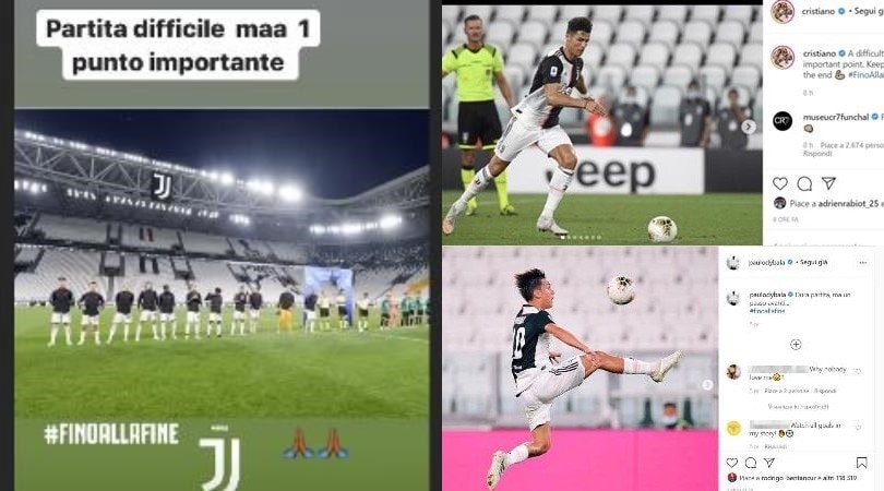 Juve, Ronaldo e compagni soddisfatti sui social: "Con l'Atalanta pareggio importante"