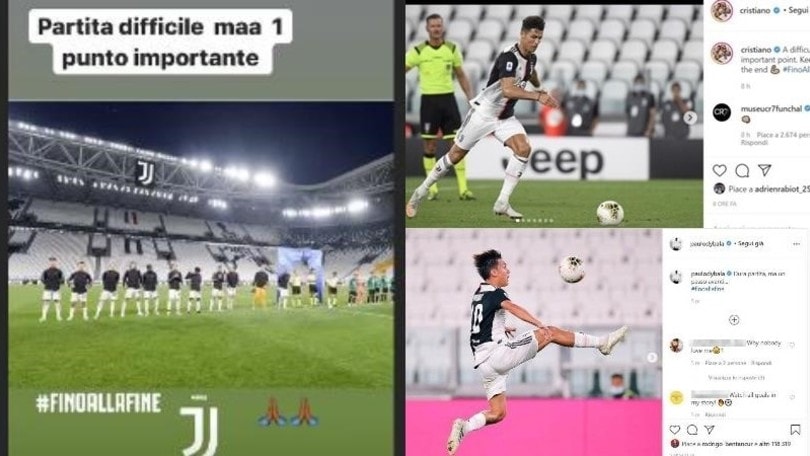 Juve, Ronaldo e compagni soddisfatti sui social: "Con l'Atalanta pareggio importante"