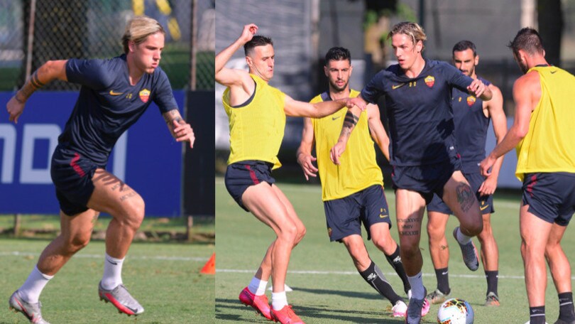 Roma, Zaniolo si allena per una maglia da titolare