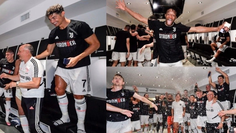 Juve campione: parte la festa scudetto nello spogliatoio