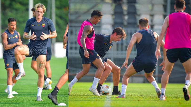 Roma, allenamento a Vinovo per la sfida con la Juve