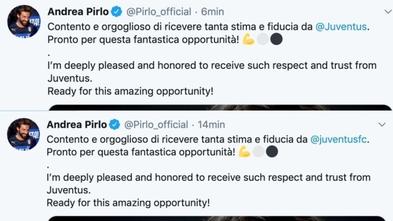 Pirlo: "Juve, sono pronto. Orgoglioso di ricevere tanta stima"