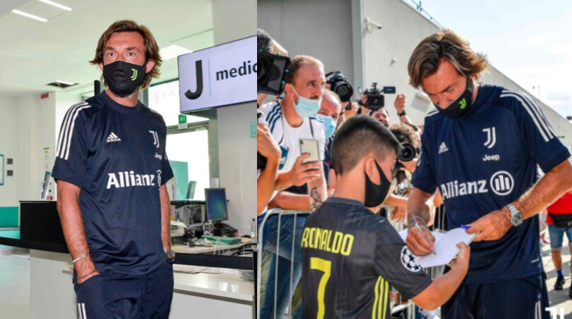 Juve, Pirlo al JMedical: mascherina e autografi