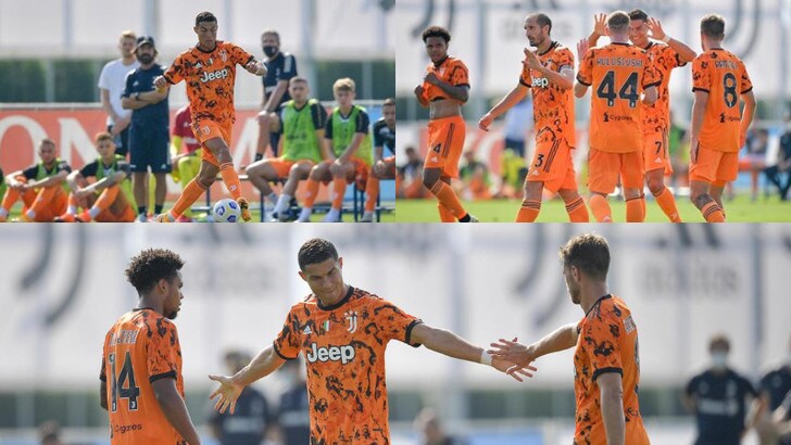 Juve, Cristiano Ronaldo festeggia il 5-0: