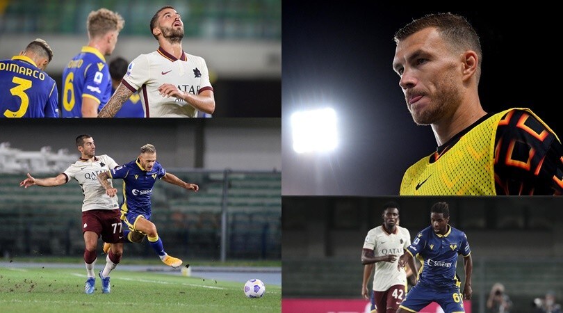 Verona-Roma, tre traverse congelano lo 0-0. Dzeko resta in panchina