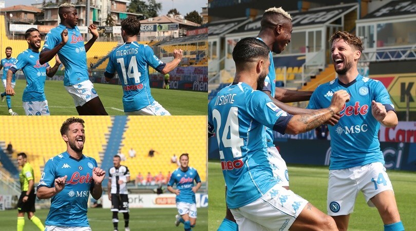 Il Napoli vola con Mertens ed Insigne. Osimhen impressiona