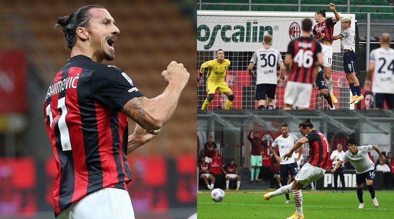 Ibra, super incornata e rigore perfetto: che doppietta in Milan-Bologna!