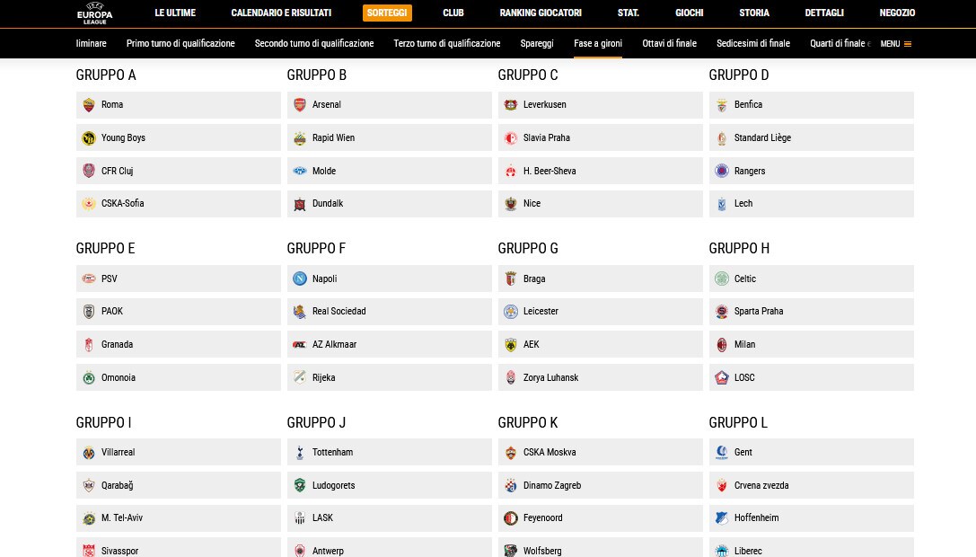 Europa League, ecco i sorteggi