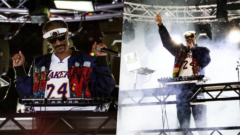Snoop Dogg sul palco con la maglia di Kobe Bryant