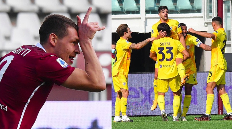 Belotti fa doppietta ma vince il Cagliari: Torino ancora ko
