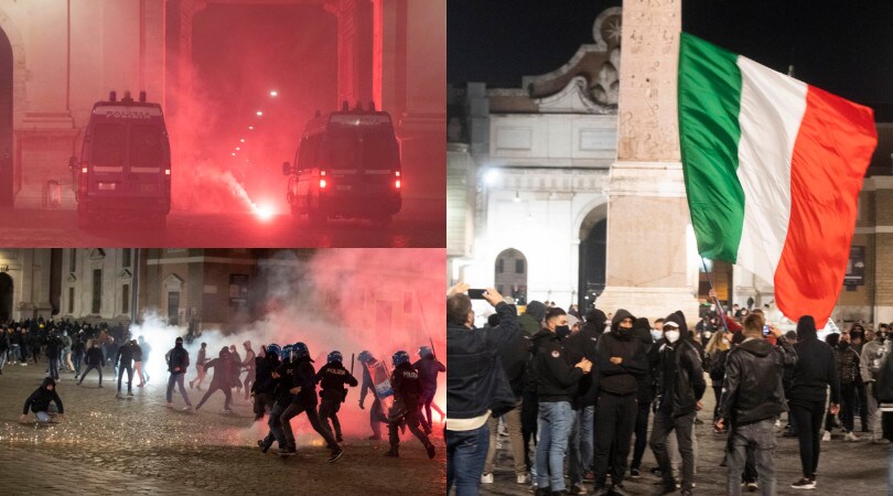 Roma nel caos, protesta a Piazza del Popolo contro il coprifuoco