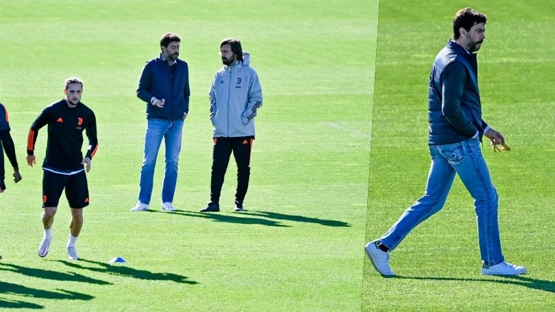 Juve, allenamento vista Barcellona: Agnelli al fianco di Pirlo