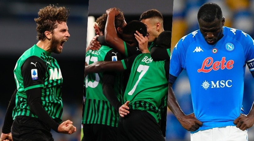 A Napoli fa festa il Sassuolo con Locatelli e Maxime Lopez