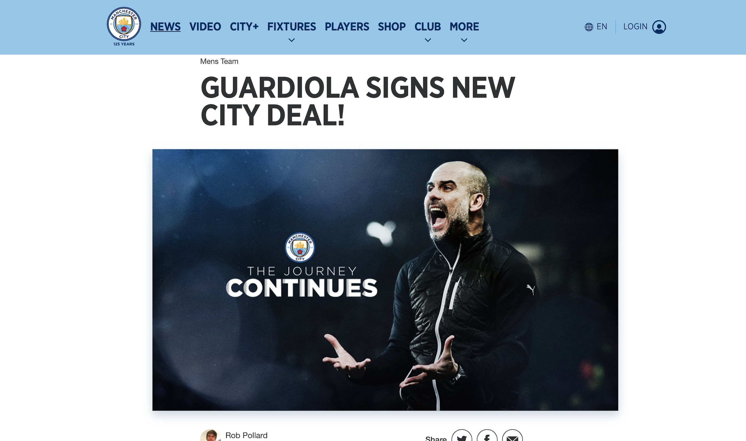 Manchester City, Guardiola rinnova fino al 2023