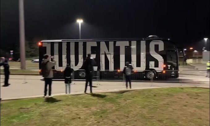 L’arrivo del pullman della Juventus allo Stadium